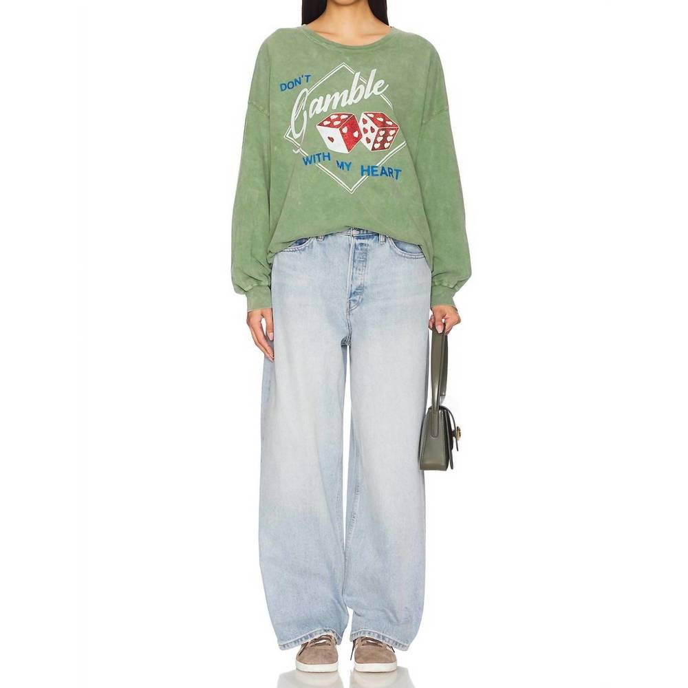 NEW DAYDREAMER don't gamble with my heart lons sleeve in stone green acid - Picture 3 of 4